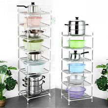 Load image into Gallery viewer, 6 Layers Kitchen Storage Holder Rack Stainless Steel Pot Shelf Kitchenware Pan Cover Corner Storage Rack Shelf Organizer