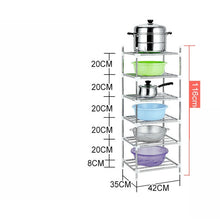 Load image into Gallery viewer, 6 Layers Kitchen Storage Holder Rack Stainless Steel Pot Shelf Kitchenware Pan Cover Corner Storage Rack Shelf Organizer