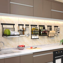 Load image into Gallery viewer, Black Stainless Steel Wall Mounted Kitchen Storage Rack Dish Drainer Plate Drying Pot Cover Cutlery Holder Oragnizer Accessories
