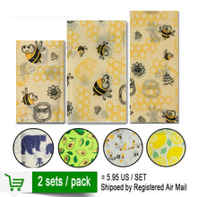 Load image into Gallery viewer, 2 sets/pack Reusable Beeswax Cloth Wrap Food Fresh Bag Lid Cover Stretch Lid Jungle Party Bees wax wrap plastic wrap
