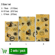 Load image into Gallery viewer, 2 sets/pack Reusable Beeswax Cloth Wrap Food Fresh Bag Lid Cover Stretch Lid Jungle Party Bees wax wrap plastic wrap
