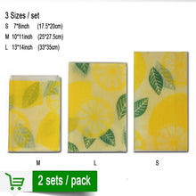 Load image into Gallery viewer, 2 sets/pack Reusable Beeswax Cloth Wrap Food Fresh Bag Lid Cover Stretch Lid Jungle Party Bees wax wrap plastic wrap
