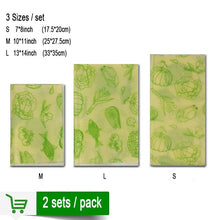 Load image into Gallery viewer, 2 sets/pack Reusable Beeswax Cloth Wrap Food Fresh Bag Lid Cover Stretch Lid Jungle Party Bees wax wrap plastic wrap
